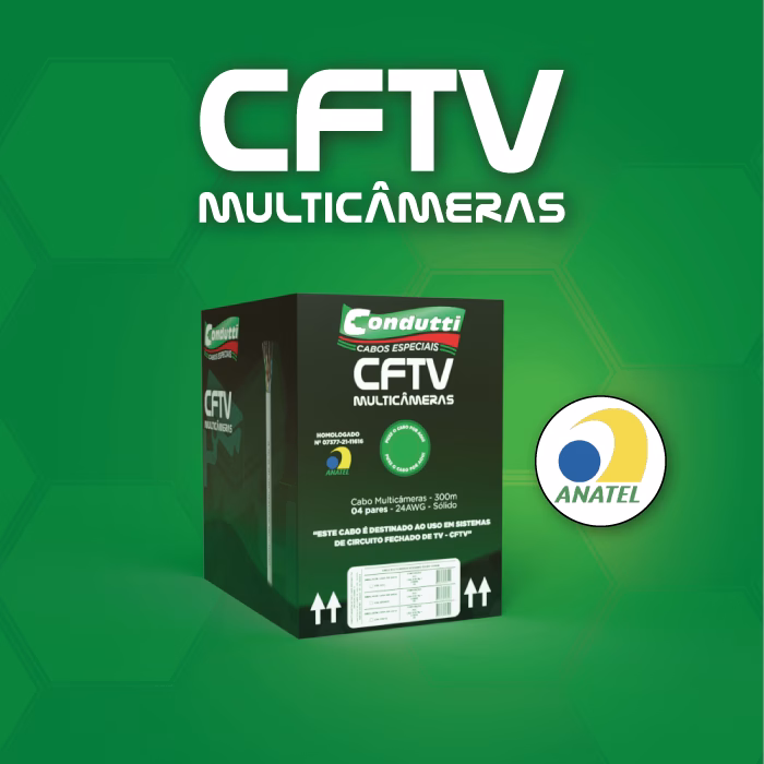 Cabo Multicameras para uso exclusivo em CFTV homologado Anatel