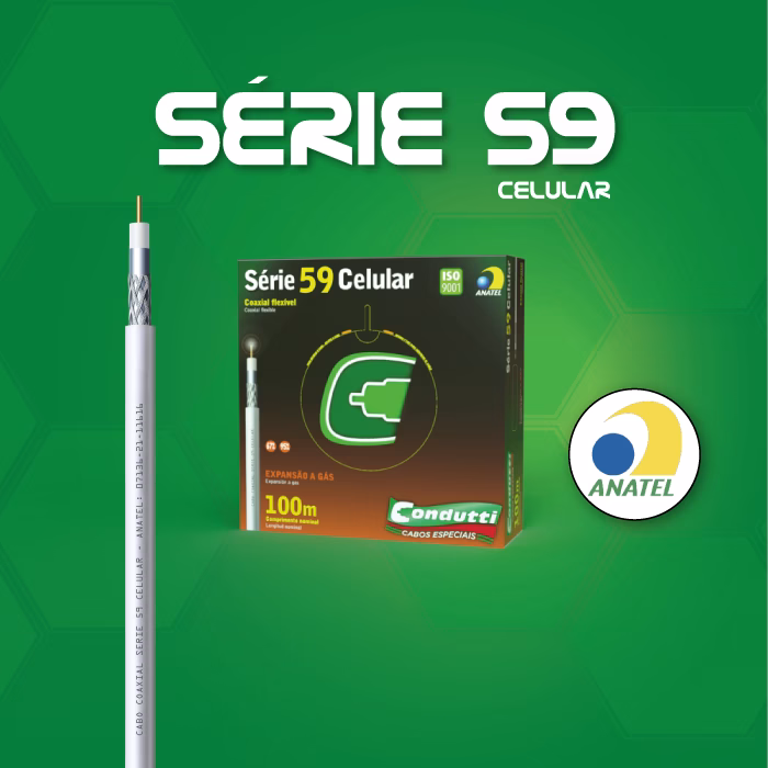 Cabo coaxial série 59 (RCG59) homologado Anatel