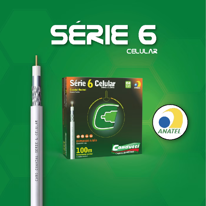 Cabo coaxial série 6 60% e 95% homologado Anatel e nas principais operadoras