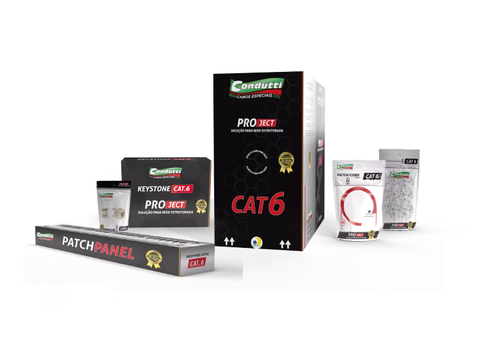 Lunha Project para Certificação de Rede Estruturada, desenolvida para atender projetos com garantia estendida de até 25 anos com Cabos U/UTP Cat6 23AWG Classe de Chama CM ou LSZH-3, Patch Cord, Patch Panel, Keytones (RJ45 Fêmea) e RJ45 macho.