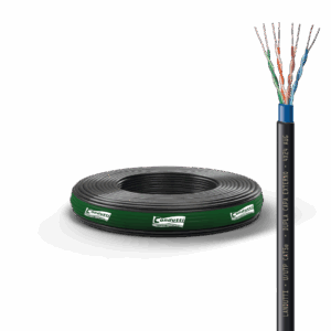 Fabricado com condutores 100% COBRE, Landutti U-UTP Cat5e Dupla Capa Externo é isolados em polietileno especial e torcidos dentro dos padrões normativos EIA/TIA 568B.2 o que garante a máxima qualidade para transmissão de dados nas aplicações em Rede Estruturada Horizontal e Vertical compatível com os protocolos Ethernet 100Base-T (100Mbps), GigabitEthernet 1000Base-T (1Gbps). Capa em PVC 70°C anti-chama CMX e Segunda capa em PEDB Preto resistente a radiação UV. Também pode ser aplicado em CFTV (Analógico ou Digital) proporcionando excelente qualidade de imagem nos sistemas TVI, CVI e AHD para Vídeo Balum, Power Balum e Câmeras IP. Aplicações suportadas: Todas as previstas na NBR 14565 para classe D, ANSI TIA 568.2-D, ISO IEC 11801 Class D, 1000BASE-T, ATM até 1,2G, Token Ring; PoE (IEEE802.3af ); PoE+ (IEEE 802.3at); 2.5GBASE-T e 5GBASE-T (IEEE 802.3bz); e 10GBASE-T (IEEE 802.3an).