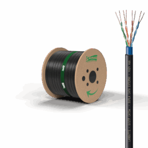 Fabricado com condutores 100% COBRE, Landutti U-UTP Cat5e Dupla Capa Externo é isolados em polietileno especial e torcidos dentro dos padrões normativos EIA/TIA 568B.2 o que garante a máxima qualidade para transmissão de dados nas aplicações em Rede Estruturada Horizontal e Vertical compatível com os protocolos Ethernet 100Base-T (100Mbps), GigabitEthernet 1000Base-T (1Gbps). Capa em PVC 70°C anti-chama CMX e Segunda capa em PEDB Preto resistente a radiação UV. Também pode ser aplicado em CFTV (Analógico ou Digital) proporcionando excelente qualidade de imagem nos sistemas TVI, CVI e AHD para Vídeo Balum, Power Balum e Câmeras IP. Aplicações suportadas: Todas as previstas na NBR 14565 para classe D, ANSI TIA 568.2-D, ISO IEC 11801 Class D, 1000BASE-T, ATM até 1,2G, Token Ring; PoE (IEEE802.3af ); PoE+ (IEEE 802.3at); 2.5GBASE-T e 5GBASE-T (IEEE 802.3bz); e 10GBASE-T (IEEE 802.3an).