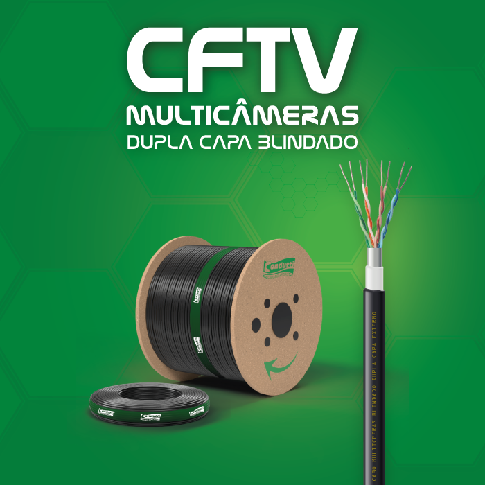 O Cabo CFTV Multicâmeras Dupla Capa BLINDADO apresenta uma solução perfeita em custo-benefício para aplicações em CFTV analógico HD utilizando pares trançados, onde requer o uso de Video Balun.